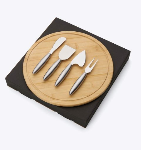 Conjunto Para Queijo Em Bambu / Inox - 5 Pçs