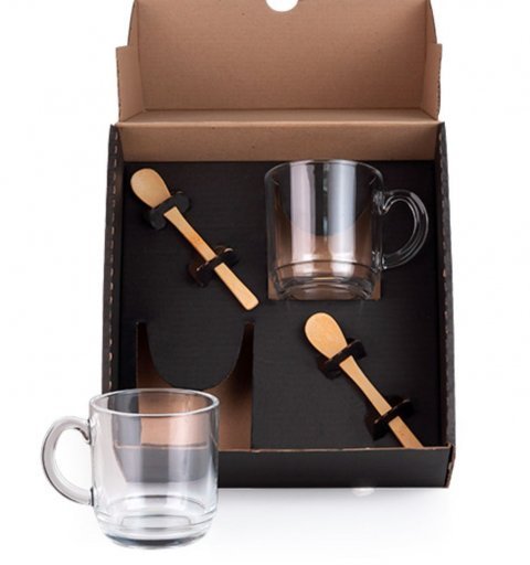 Kit Canecas Com Colheres - 4 Pçs